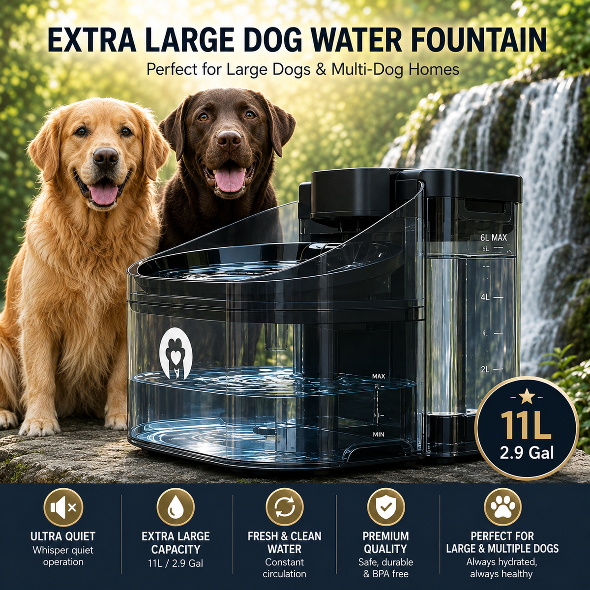 11L Dog Water Fountain